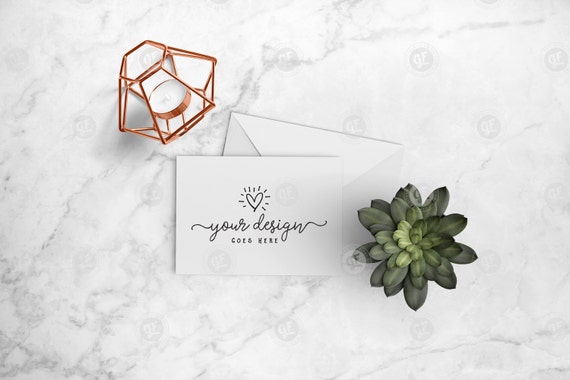 Greeting Card Mockup Minimilast Styled Stock Photo
