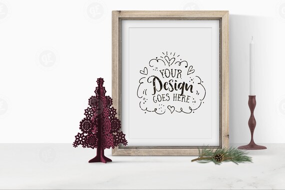 Christmas Frame Mockup Psd Styled Desktop Stock Photo