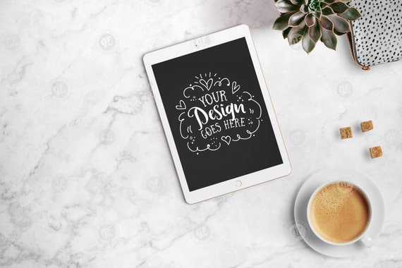 Cute Ipad And Coffee Mockup Office Flatlay Stock Cute Ipad And Coffee Mockup Office Flatlay Stock