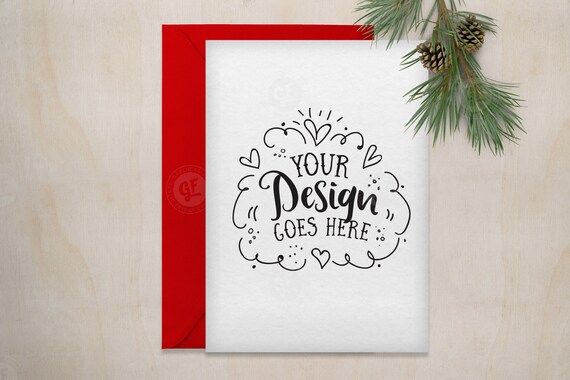 Christmas Greeting Card Mockup Psd Styled Desktop Stock Etsy