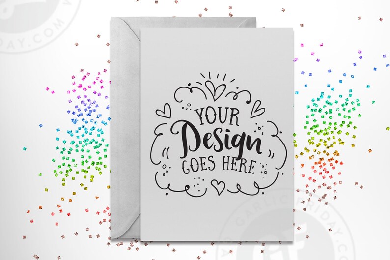 Bedazzled Greeting Card Mockup With Psd Styled Scene Desktop Etsy