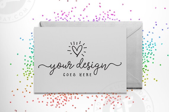 Bedazzled Greeting Card Mockup With Psd Styled Scene Desktop Etsy