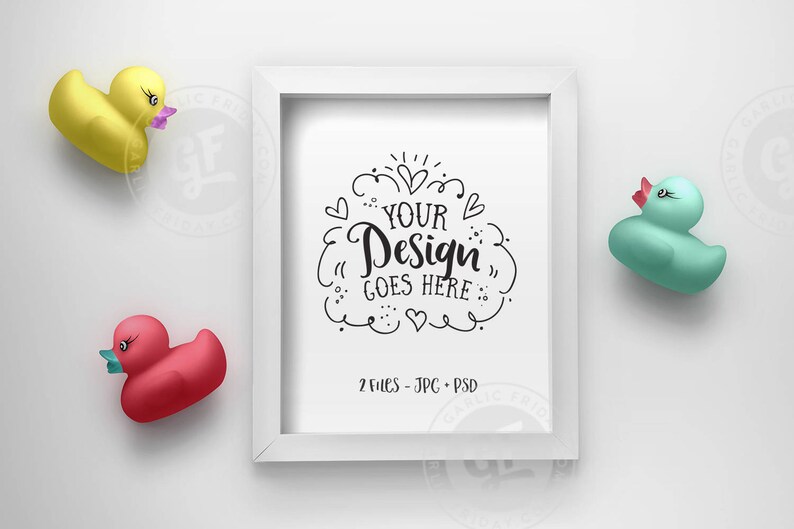 Cute Kids Rubber Duck Frame Mockup Styled Desktop Flatlay Blog Social Media Art Artist Modern Feminine 00025 03