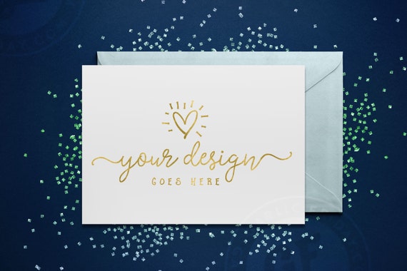 Bedazzled Greeting Card Mockup With Psd Styled Scene Desktop Etsy