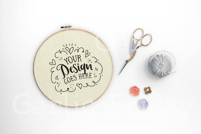 Download Embroidery Hoop mockup with PSD Cross stitch Craft Flatlay | Etsy