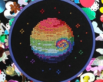 Rainbow Pride Planet Cross Stitch Pattern PDF Instant Download