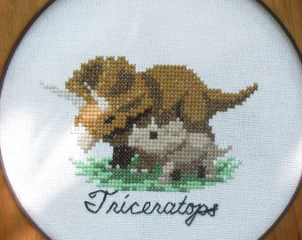 Triceratops Dinosaur Cross Stitch Pattern PDF Instant Download