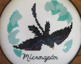 Microraptor gevederde dinosaurus Cross Stitch patroon PDF direct downloaden