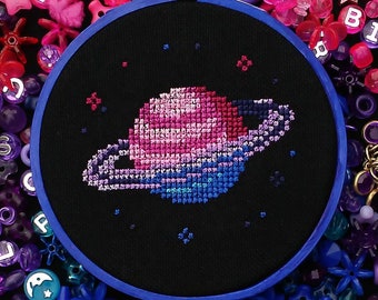 Bi Pride Planet Cross Stitch Pattern PDF Instant Download