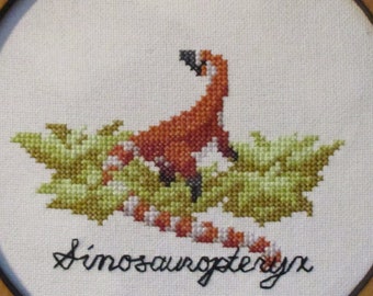 Sinosauropteryx Feathered Dinosaur Cross Stitch Pattern PDF Instant Download