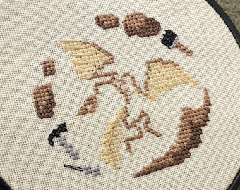 Archaeopteryx fossiele paleontologie Cross Stitch patroon PDF direct downloaden