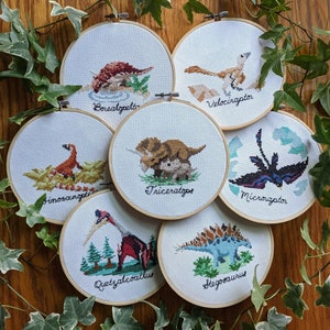 Colección de dinosaurios Conjunto completo Patrón de punto de cruz PDF Descarga instantánea