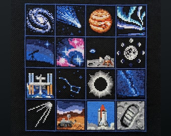 Space Sampler Cross Stitch Pattern PDF Instant Download