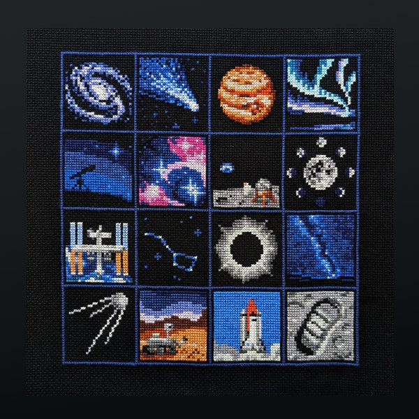 Space Sampler Cross Stitch Pattern PDF Instant Download