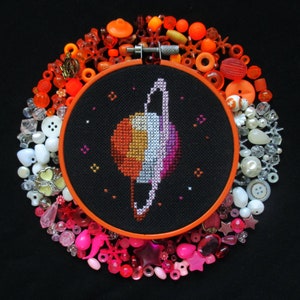 Lesbian Pride Planet Cross Stitch Pattern PDF Instant Download