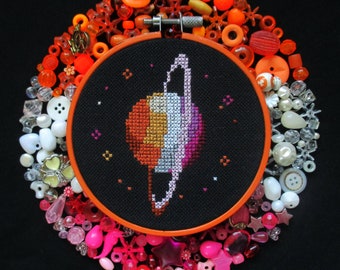 Lesbische Pride Planet Cross Stitch patroon PDF direct downloaden