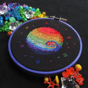 Rainbow Pride Planet Cross Stitch Pattern PDF Instant Download image 2