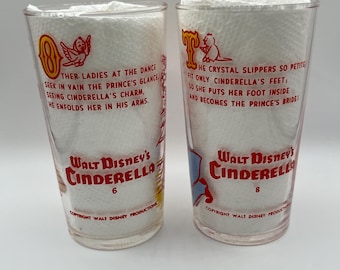 Vintage 1950s Walt Disney's Cinderella Collector's Storybook Glass Cup (Purchase 1 or both)