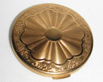 Vintage powder CASE gold plated Le Rage powder compact 1950s retro decor case pocket mirror