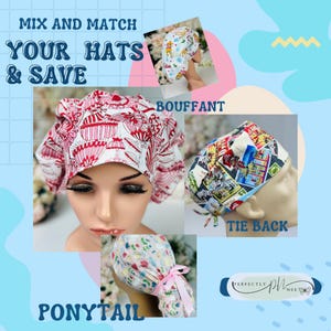 Bulk Scrub cap bundle Euro Surgical hat gift for scrub tech bouffant Surgical Cap for OR team gift surgical scrub cap tie back hat scrub hat