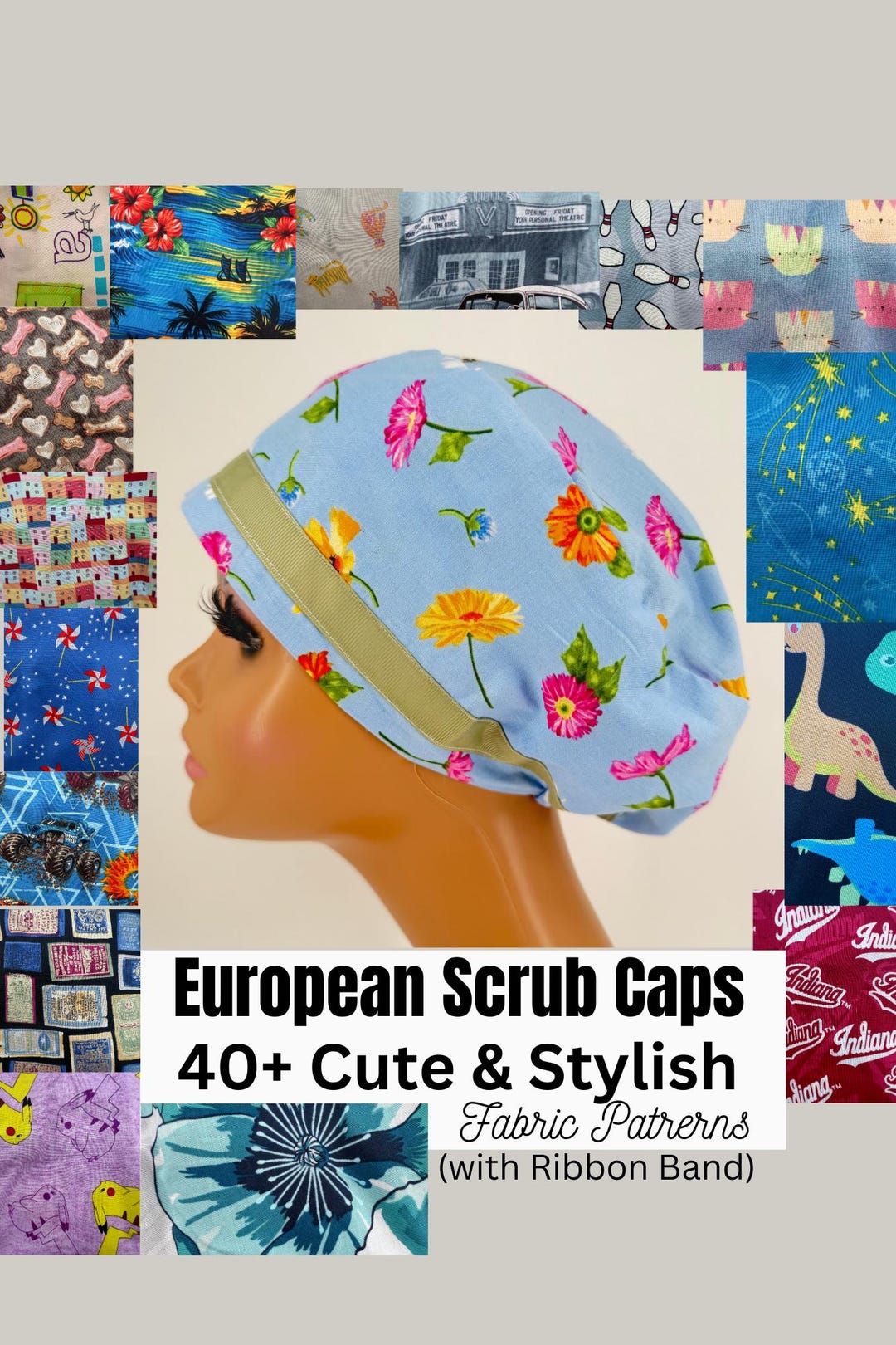 Cotton European Scrub Cap: Stylish Surgical Hat for Nurses - Etsy