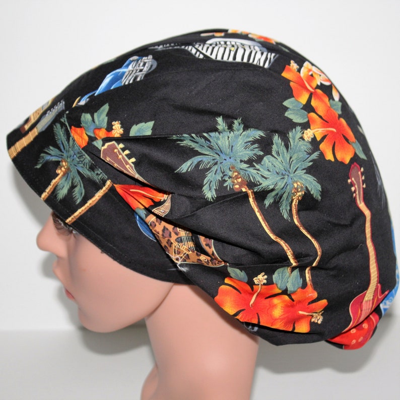 Scrub hat black Scrub Cap Surgical cap Surgical Hat Hawaiian Womens Bouffant Surgical Scrub Hat Surgeon Hat Bouffant scrub hats