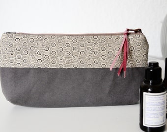 Cosmetic bag canvas, utensil bag, make-up bag grey, bag grey, small cosmetic bag, pencil case