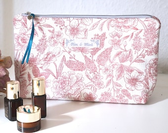 Cosmetic bag quilted pink floral