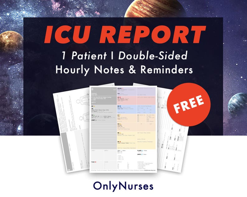 ICU Nurse Report Sheet Rn Sbar Nclex Icu Nurse Planner Tool Journal ...