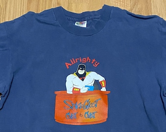 Vintage 90s Space Ghost Coast to Coast Alrighty Slate Blue Single Stitch Short Sleeve Cotton T Shirt size Large