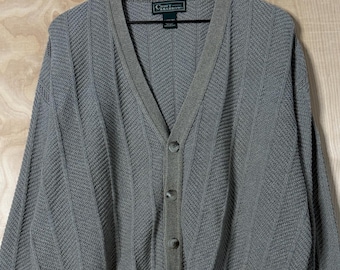 Cardigan vintage Croft And Barrow in cotone grigio, taglia XL.