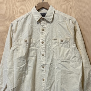 Vintage Polo Sport Ralph Lauren Off White Cotton Long Sleeve Button Up Shirt size Medium