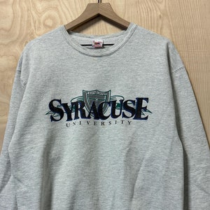 Vintage 90s Syracuse University Spell Out Graphic Gray Crewneck Sweatshirt size Medium