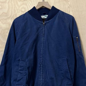 Vintage 90s Eddie Bauer Fishing Pattern Lined Blue Cotton Zip up