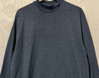 Vintage 90s Nike Charcoal Gray Mock Neck Long Sleeve T Shirt size XL