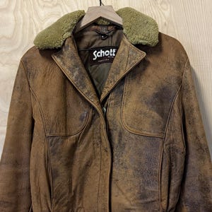 ジャケット・アウター 80s schott suede leather jacket 42 Schott 80s Suede Leather Jacket IDEAL Zipper Leather Brown
