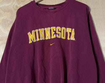 Vintage Nike Universität von Minnesota genähtes Distressed Maroon Rundhals-Sweatshirt Größe XL