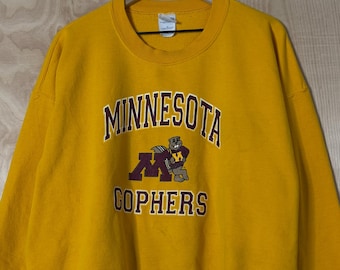 Vintage University Of Minnesota Gophers Graphic Yellow Crewneck Sweatshirt size XL