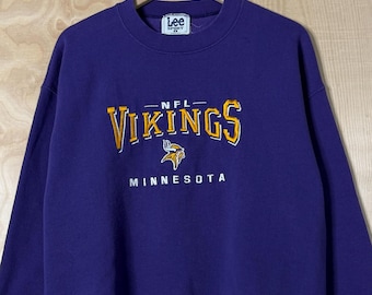 Vintage Minnesota Vikings Embroidered Lee Purple Crewneck Sweatshirt size Large