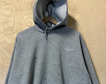 Vintage Carhartt Stitched Spell Out Graues Hoodie Sweatshirt Größe XL