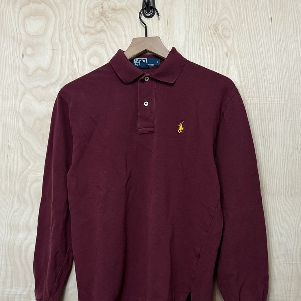 Vintage Polo Ralph Lauren Maroon Longsleeve Rugby Shirt size Small