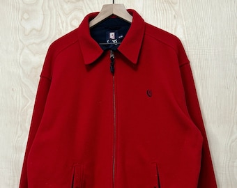 Vintage Chaps Ralph Lauren Red Polyester Fleece Harrington Jacket size XL