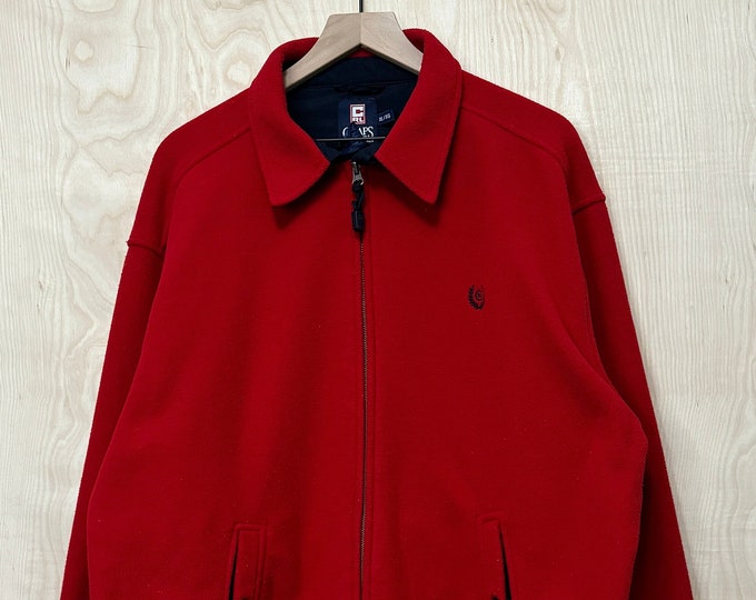 Vintage Chaps Ralph Lauren Red Polyester Fleece Harrington Jacket Size ...