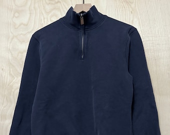 Vintage Polo Ralph Lauren Navy Blue Pullover Half Zip Sweatshirt size Small
