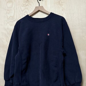 Vintage 80s Champion Reverse Weave Embroidered C Logo Navy Blue