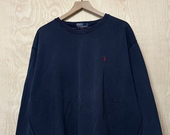 Vintage 90s Polo Ralph Lauren Navy Blue Crewneck Sweatshirt size Large