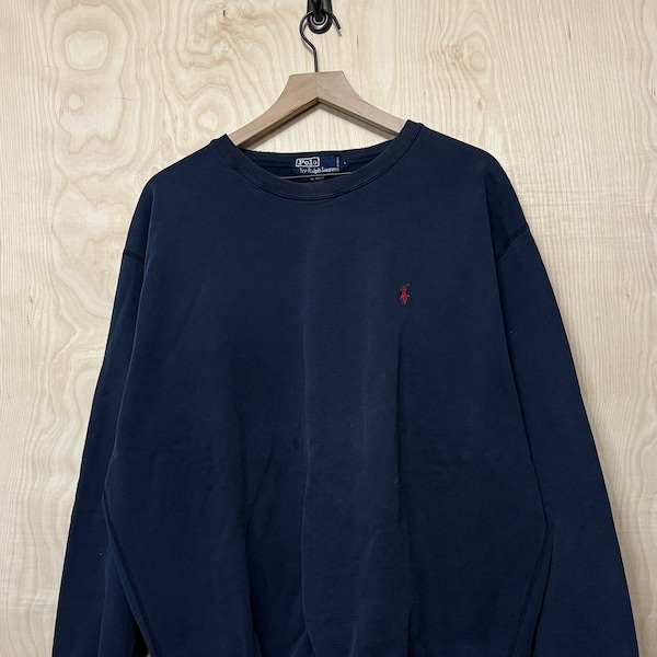 vintage des années 90 Polo Ralph Lauren bleu marine ras du cou sweat-shirt taille Large