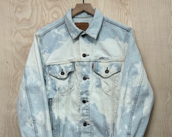 Vintage 80s USA Made Levis Bleached Acid Wash Denim Jacket