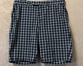 Vintage Y2K Polo Ralph Lauren Navy Blau Weiß Multi Color kariert Baumwolle Short Größe 38