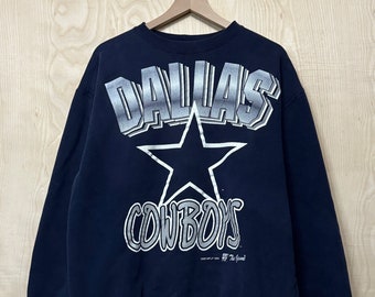 Vintage 90s Dallas Cowboys Graphic The Game Navy Blue Crewneck Sweatshirt size XL